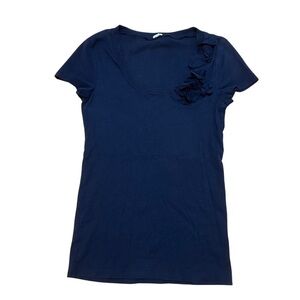 J.Crew Navy Scoop Neck T-Shirt with Flower Embellishment (M)
